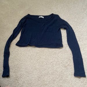 Navy blue long sleeve crop top